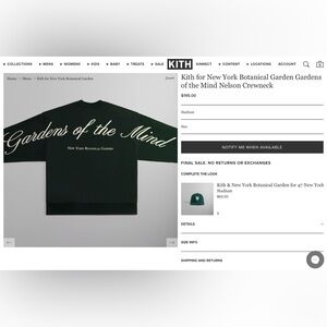 Kith X New York Botanical Garden Green Crewneck Sweatshirt